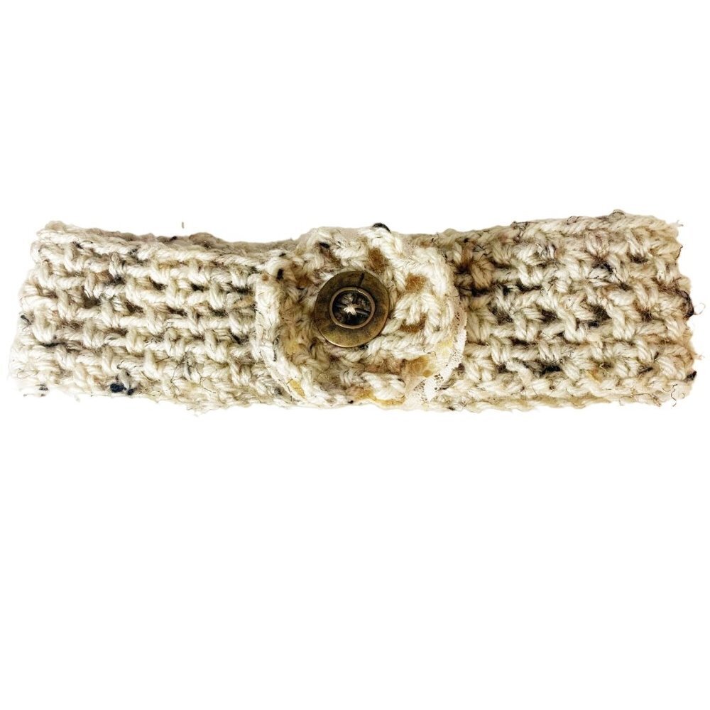 Homemade Crochet Beige Floral Headband Women’s Size OS